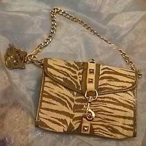 *rare* Betsey Johnson striped purse w/gold chain